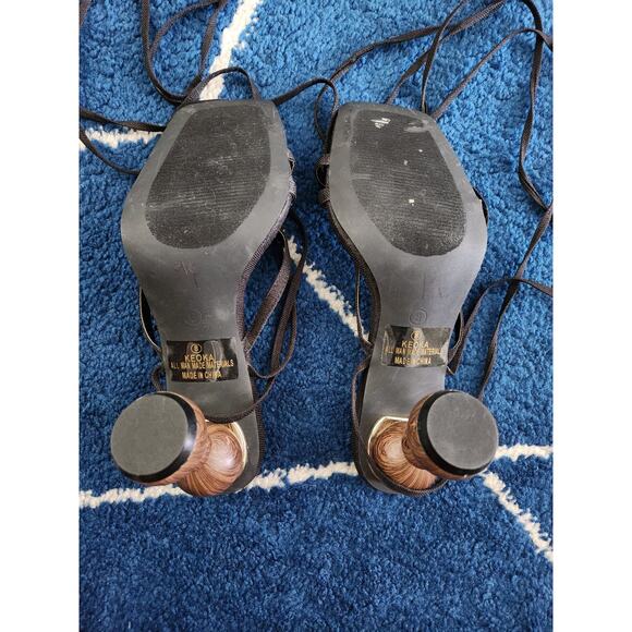 Lulus Women Square Toed  Gladiator Wooden Heels sz8 - Picture 3 of 5